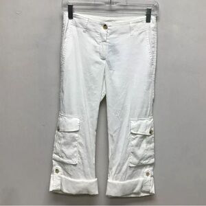 Theory Ivory White Cargo Capris Size 6
